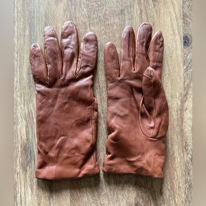 Lands' End Women's EZ Touch Screen Cashmere Lined Leather Gloves Size M